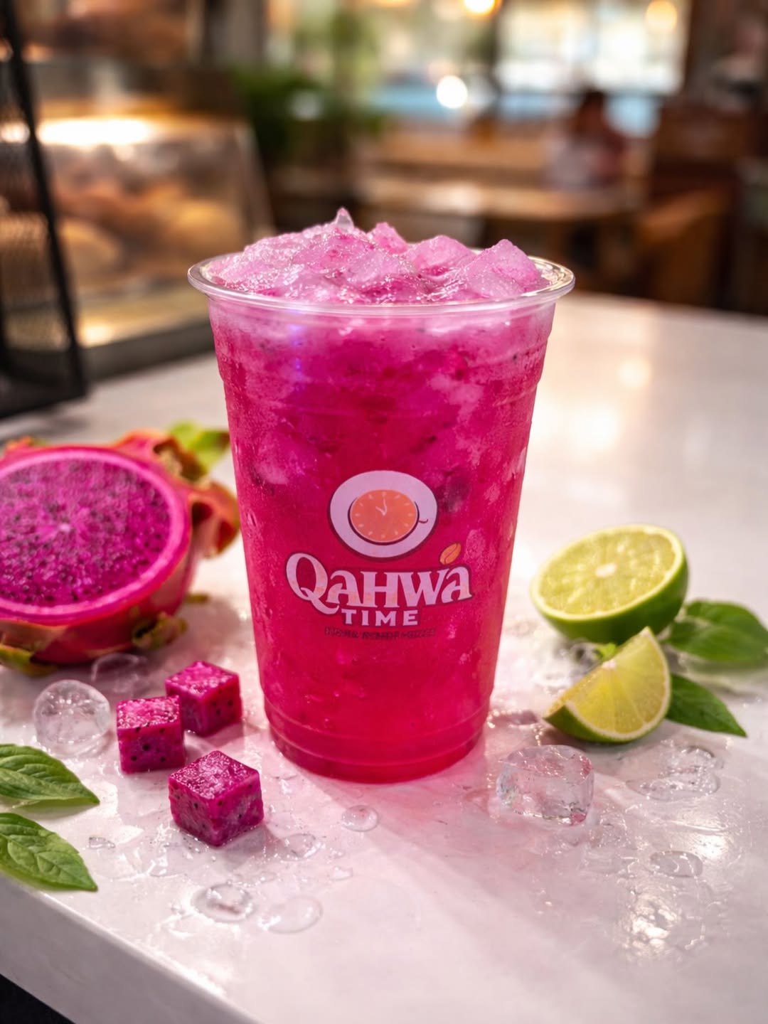 QahwaTime dragon fruit refresher drink